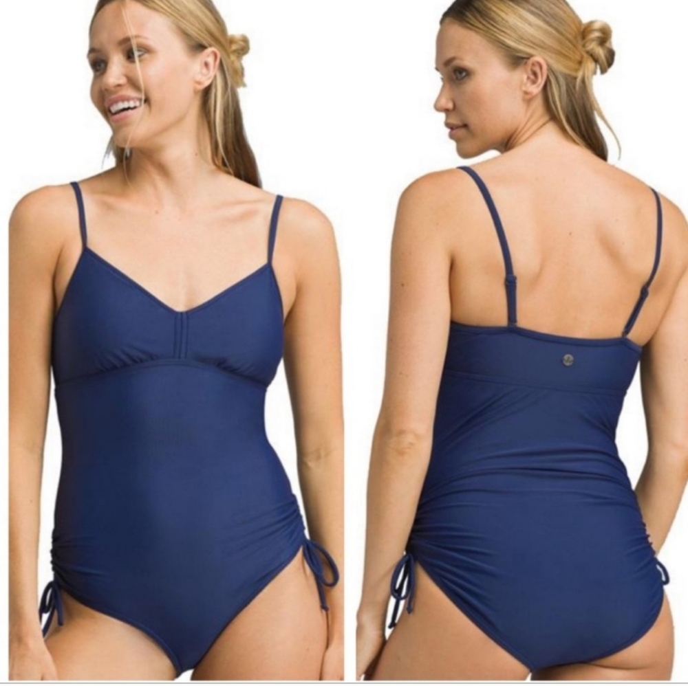Prana Moorea One Piece Swimsuit Dark Marine Blue Large New*